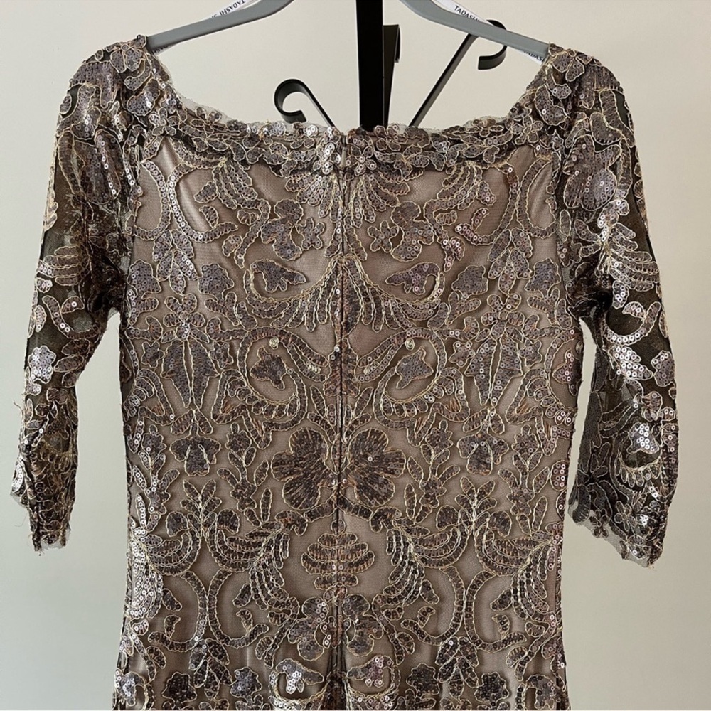 Tadashi Shoji Jemison Sequin Embroidered Gown, Size 8. - Picture 4 of 14